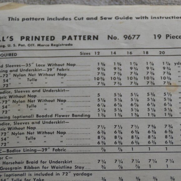 1954 McCall's Fashion First Bridal Dresses Sewing Pattern 9677 SZ 14 BUST 34 - Picture 7 of 8